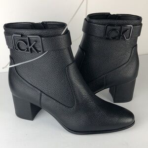 NEW Calvin Klein Freema Black Zip Ankle Boots